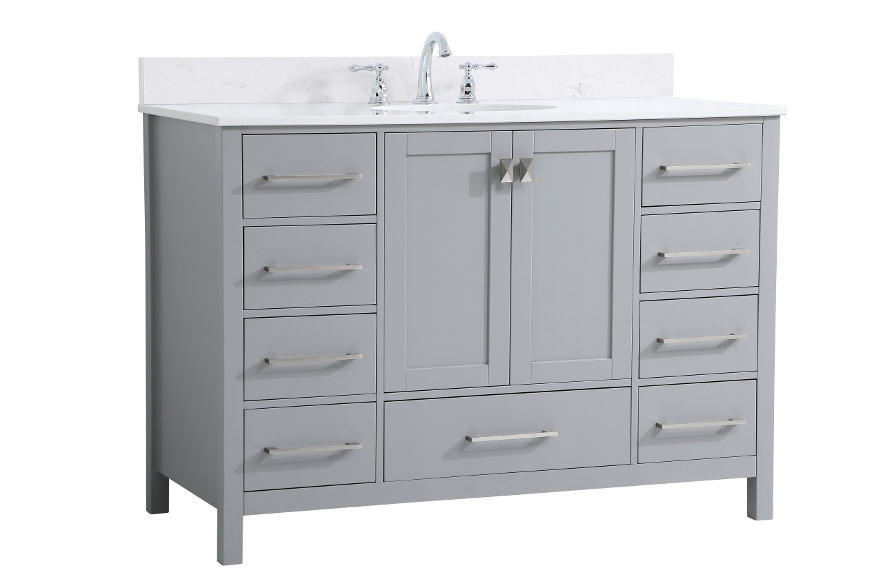 Elegant Decor VF18848GR-BS 48 inch Single Bathroom Vanity in Gray with Backsplash