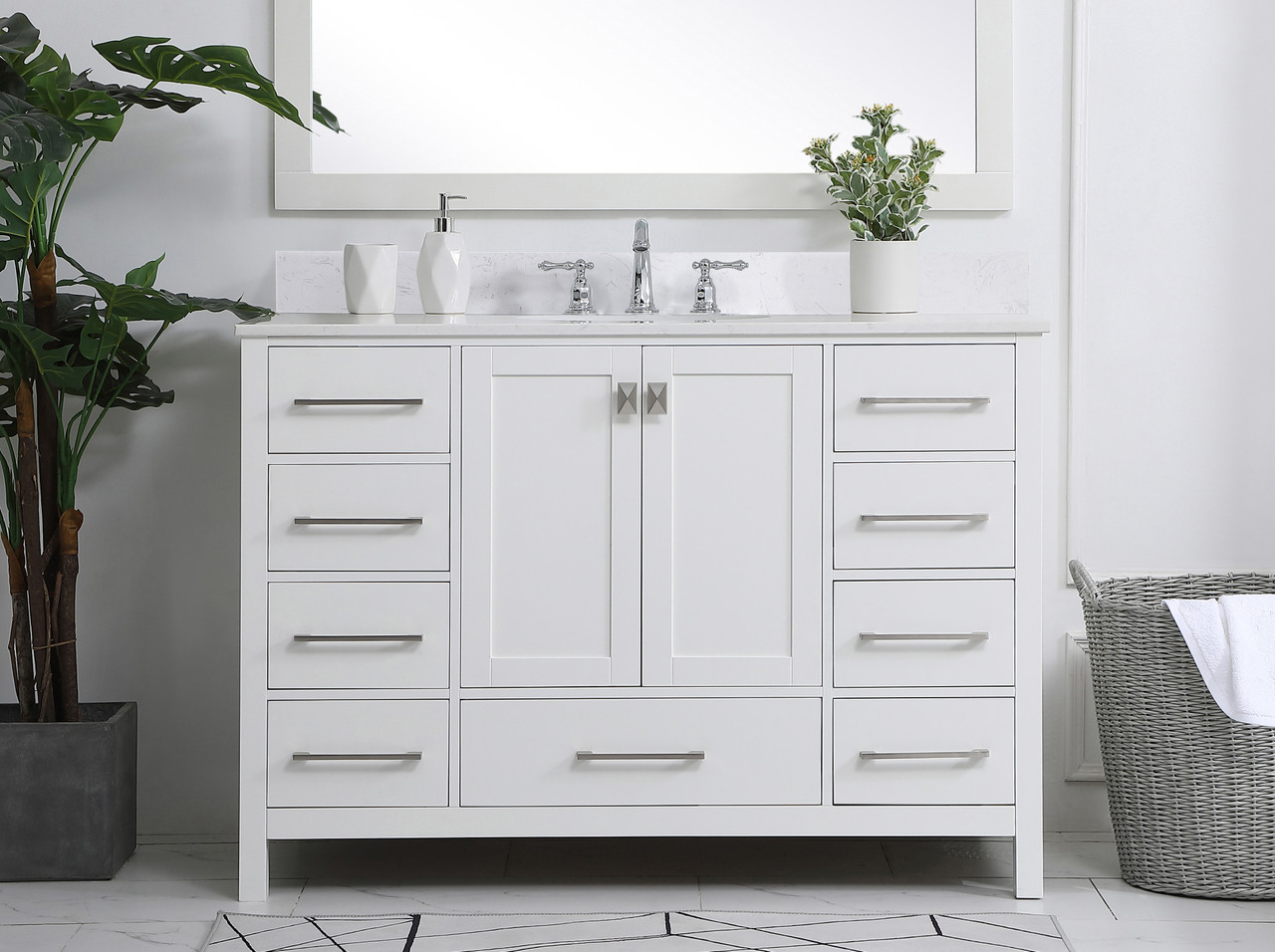 Elegant Decor VF18848WH-BS 48 inch Single Bathroom Vanity in White with Backsplash