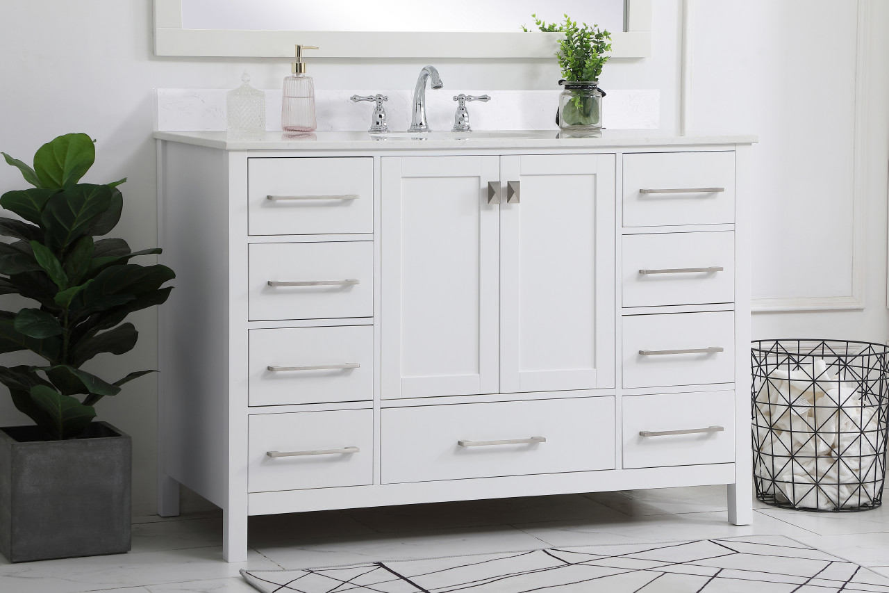 Elegant Decor VF18848WH-BS 48 inch Single Bathroom Vanity in White with Backsplash