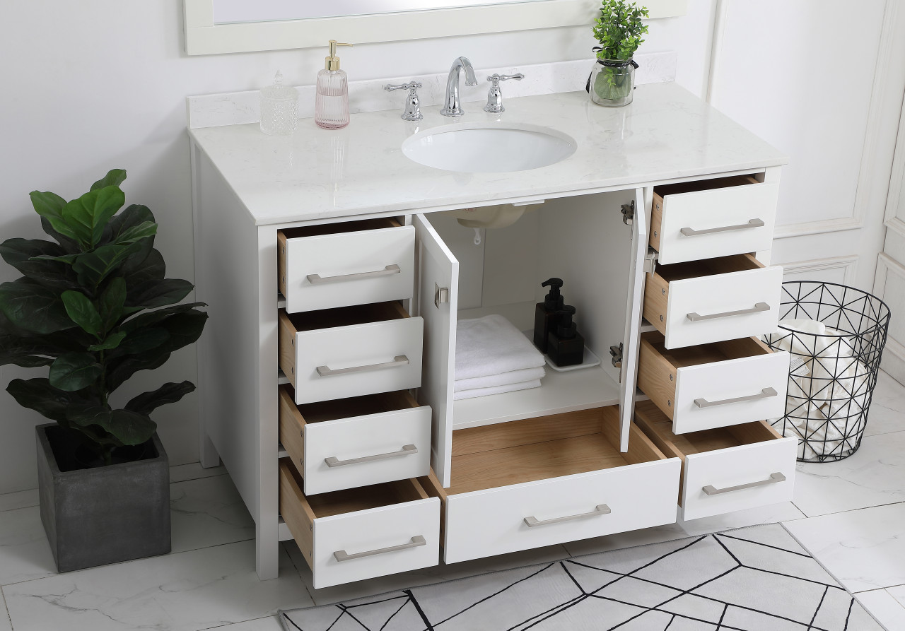Elegant Decor VF18848WH-BS 48 inch Single Bathroom Vanity in White with Backsplash