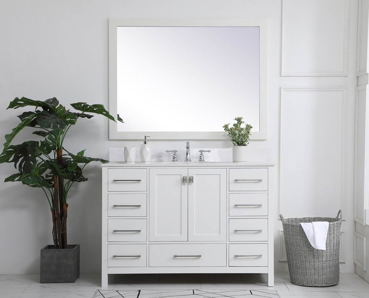 Elegant Decor VF18848WH-BS 48 inch Single Bathroom Vanity in White with Backsplash