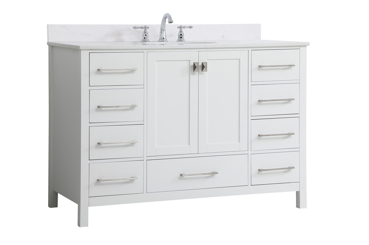Elegant Decor VF18848WH-BS 48 inch Single Bathroom Vanity in White with Backsplash