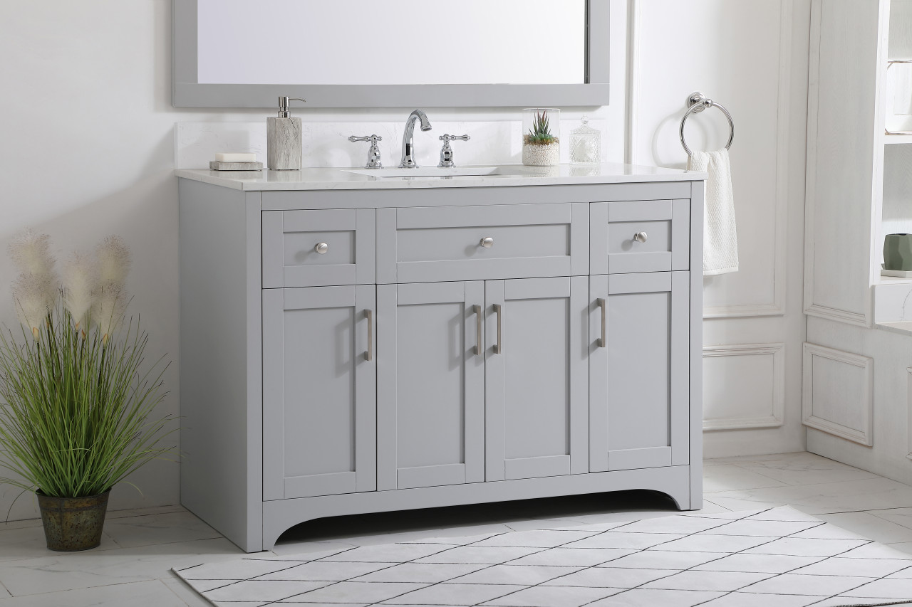 Elegant Decor VF17048GR-BS 48 inch Single Bathroom Vanity in Grey with Backsplash