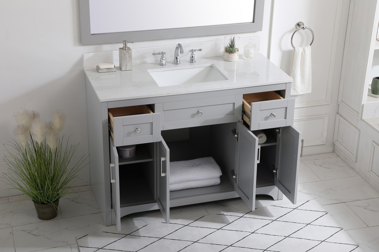 Elegant Decor VF17048GR-BS 48 inch Single Bathroom Vanity in Grey with Backsplash