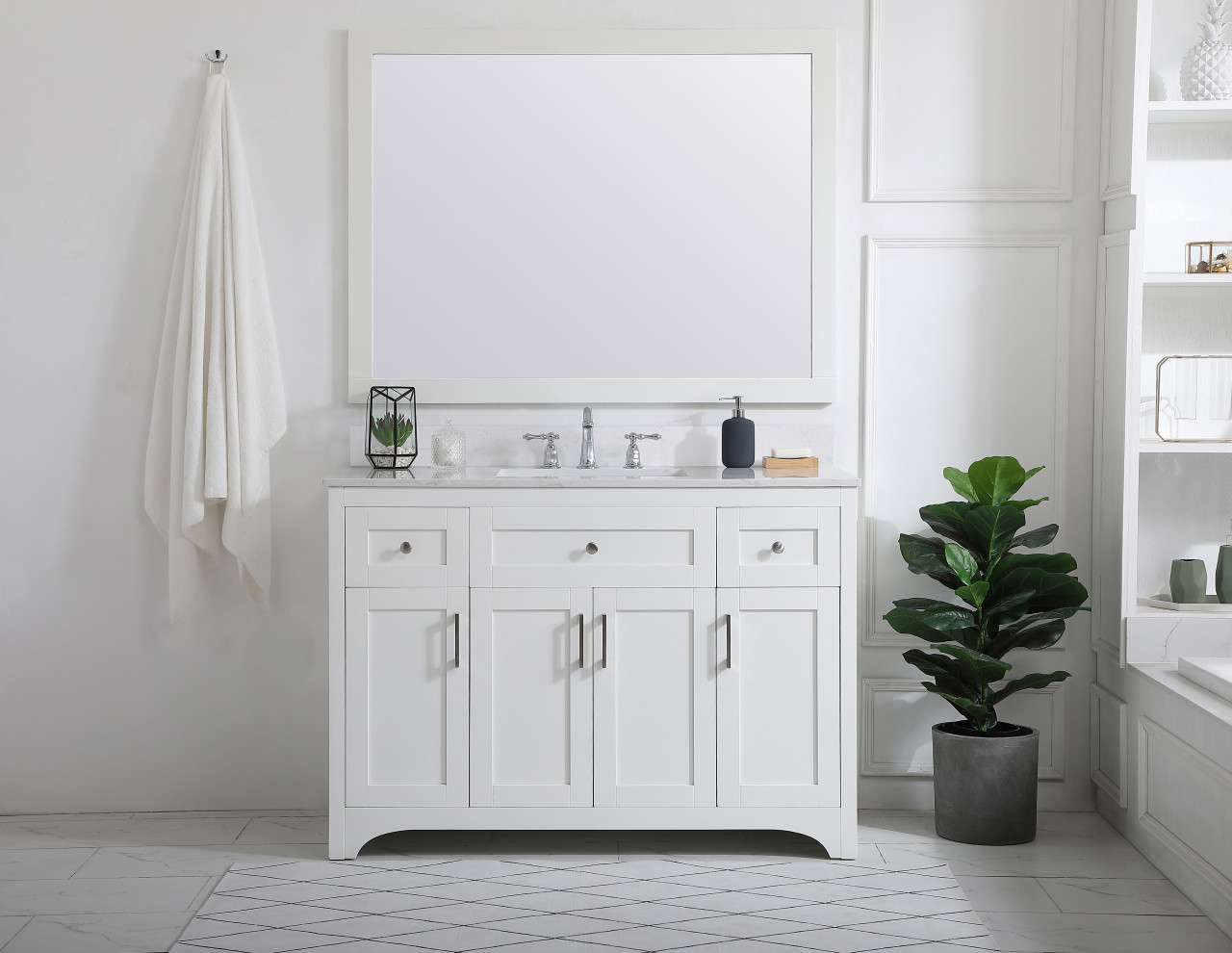 Elegant Decor VF17048WH-BS 48 inch Single Bathroom Vanity in White with Backsplash