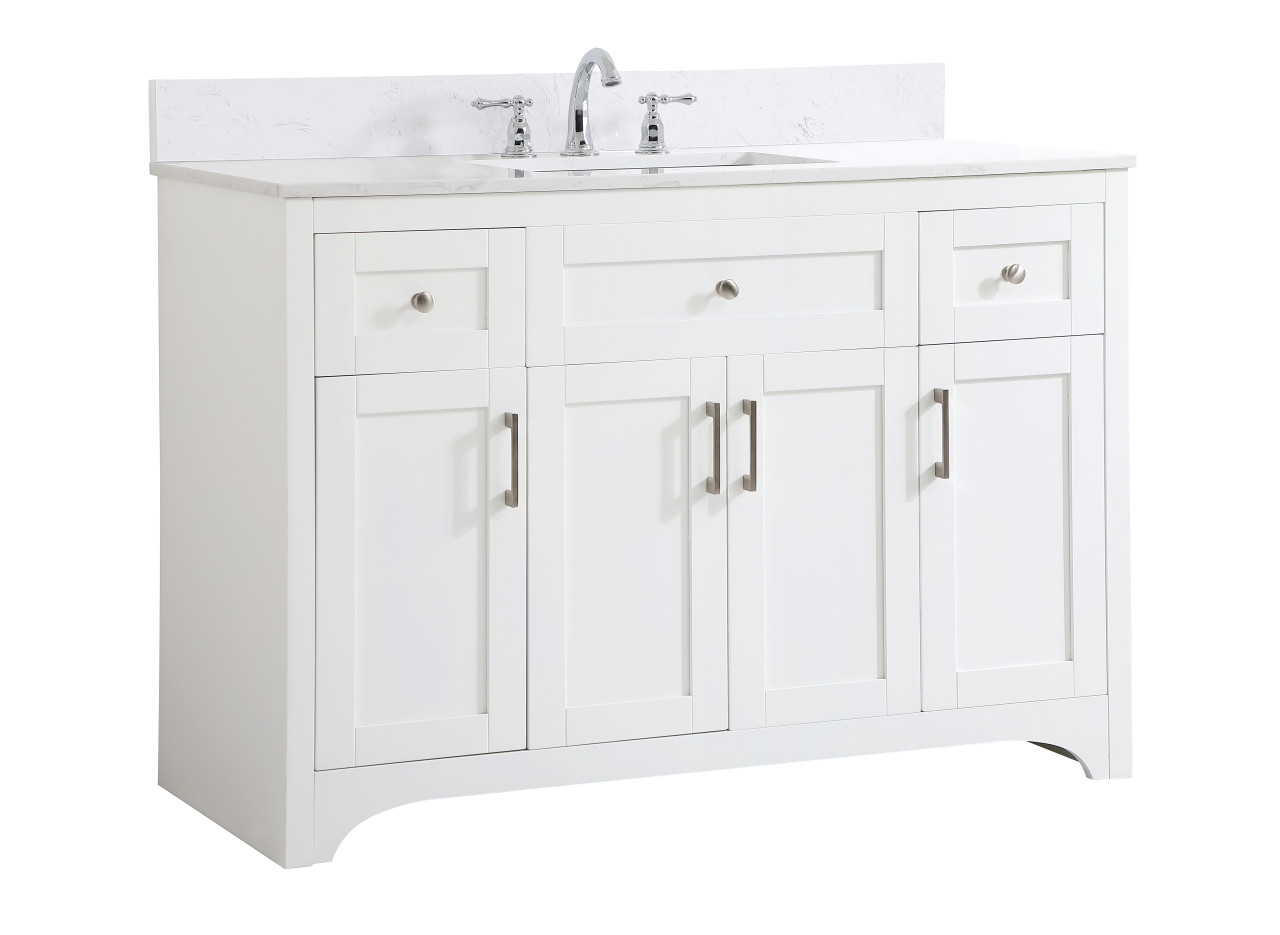 Elegant Decor VF17048WH-BS 48 inch Single Bathroom Vanity in White with Backsplash