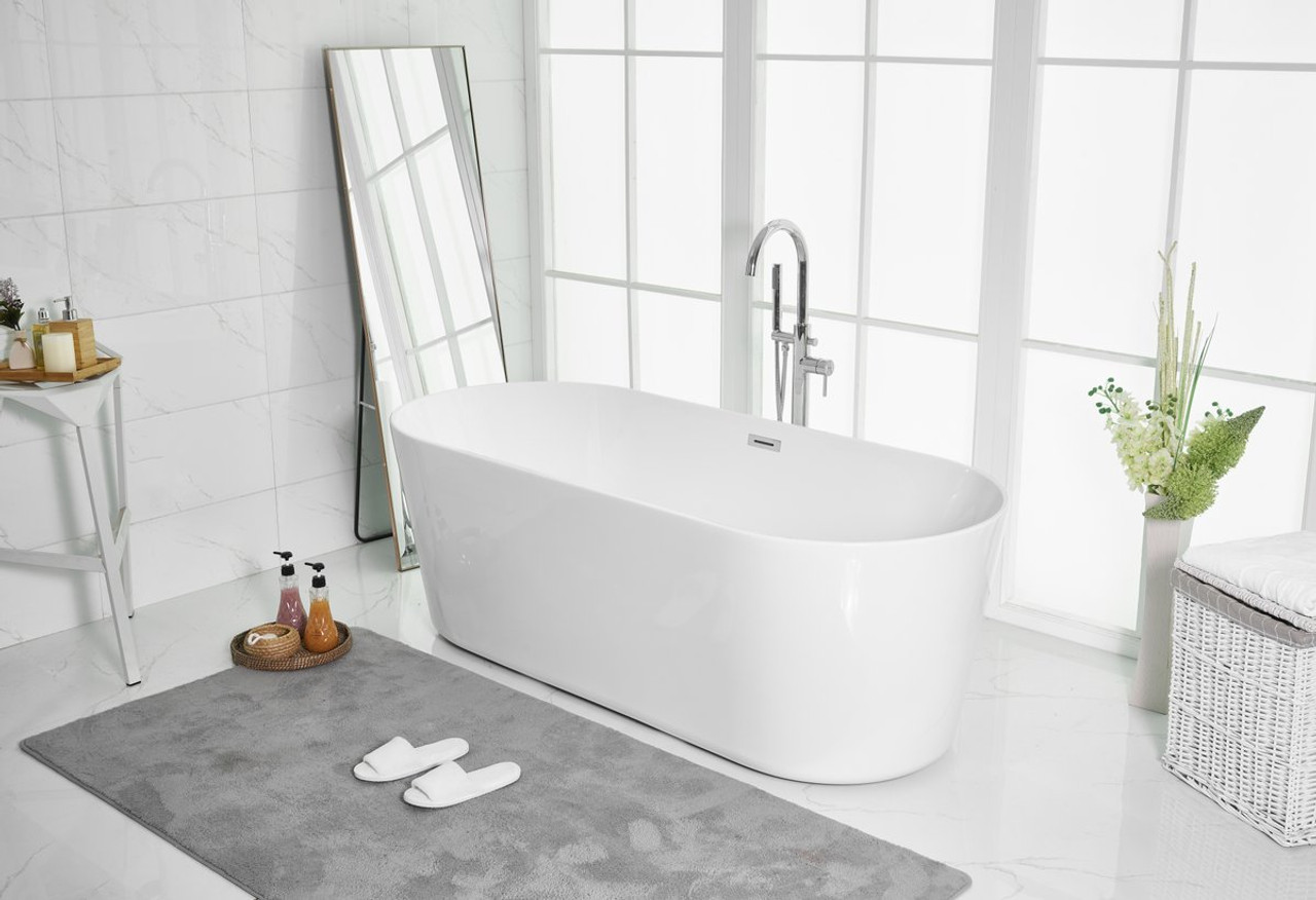 Elegant Decor BT10671GW 71 inch soaking roll top bathtub in glossy white