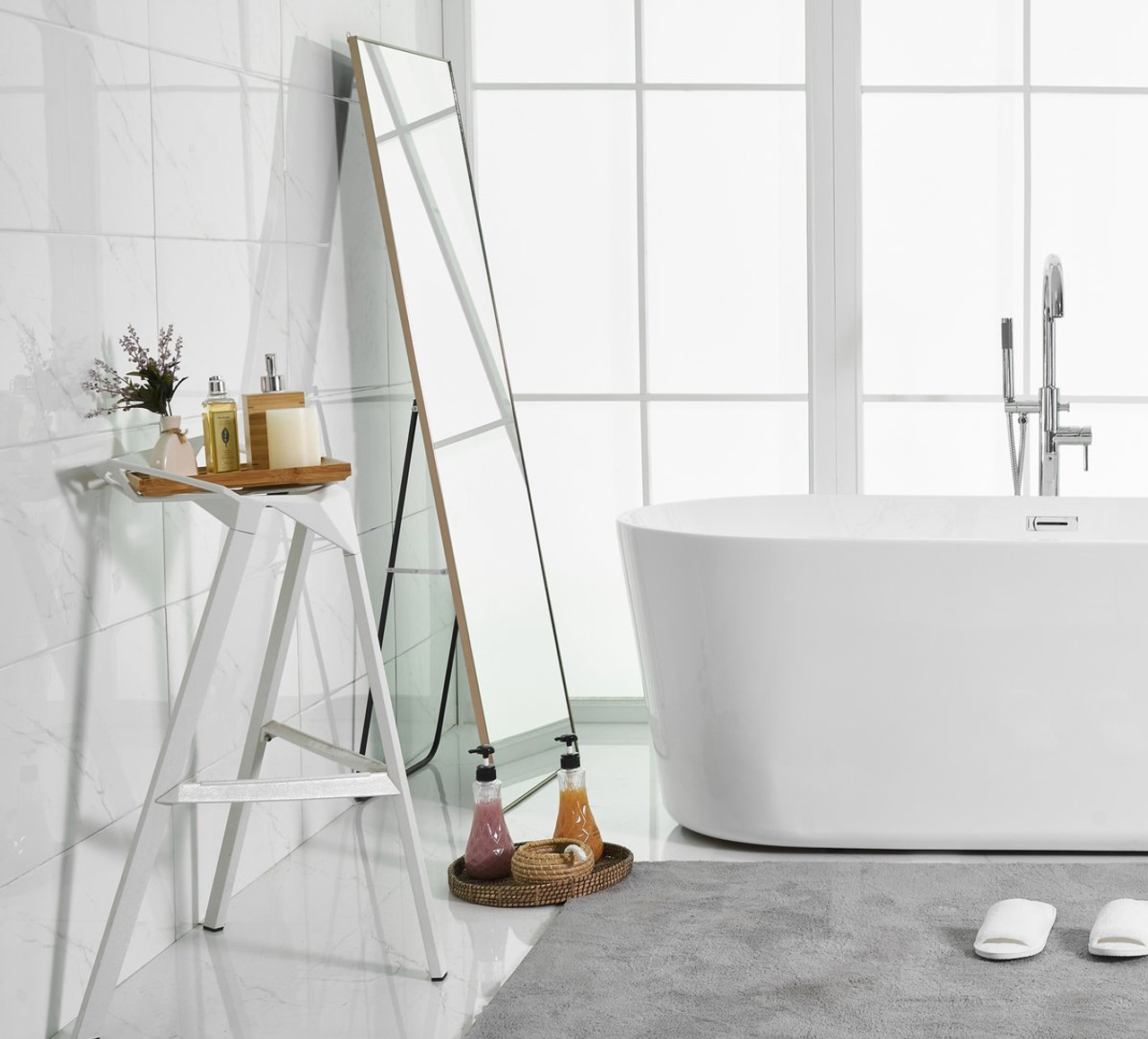 Elegant Decor BT10671GW 71 inch soaking roll top bathtub in glossy white