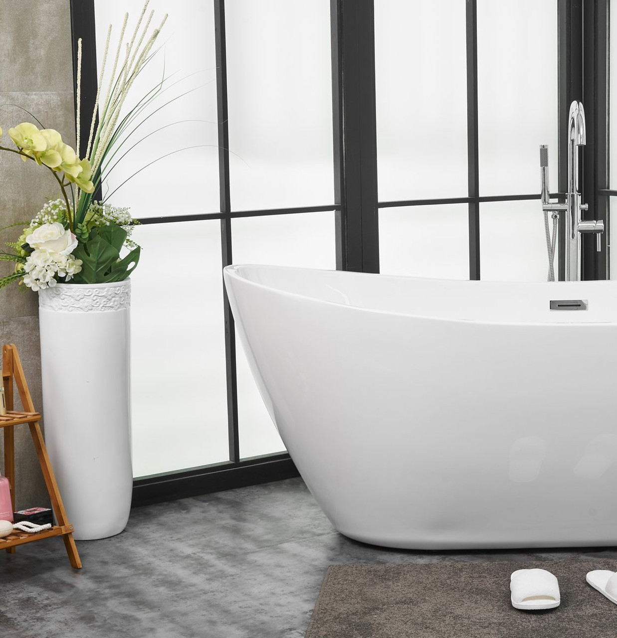 Elegant Decor BT10372GW 72 inch soaking double slipper bathtub in glossy white