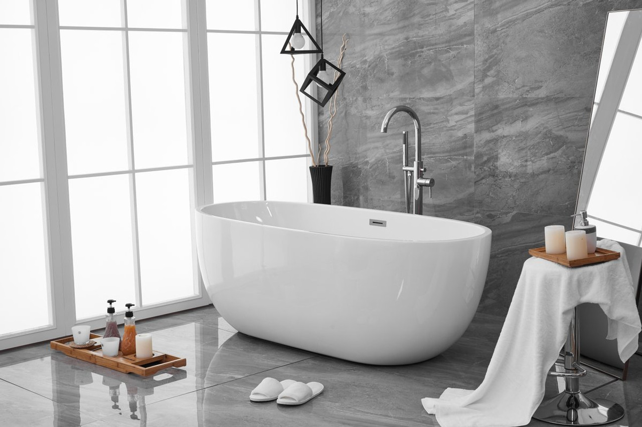 Elegant Decor BT10767GW 67 inch soaking roll top bathtub in glossy white