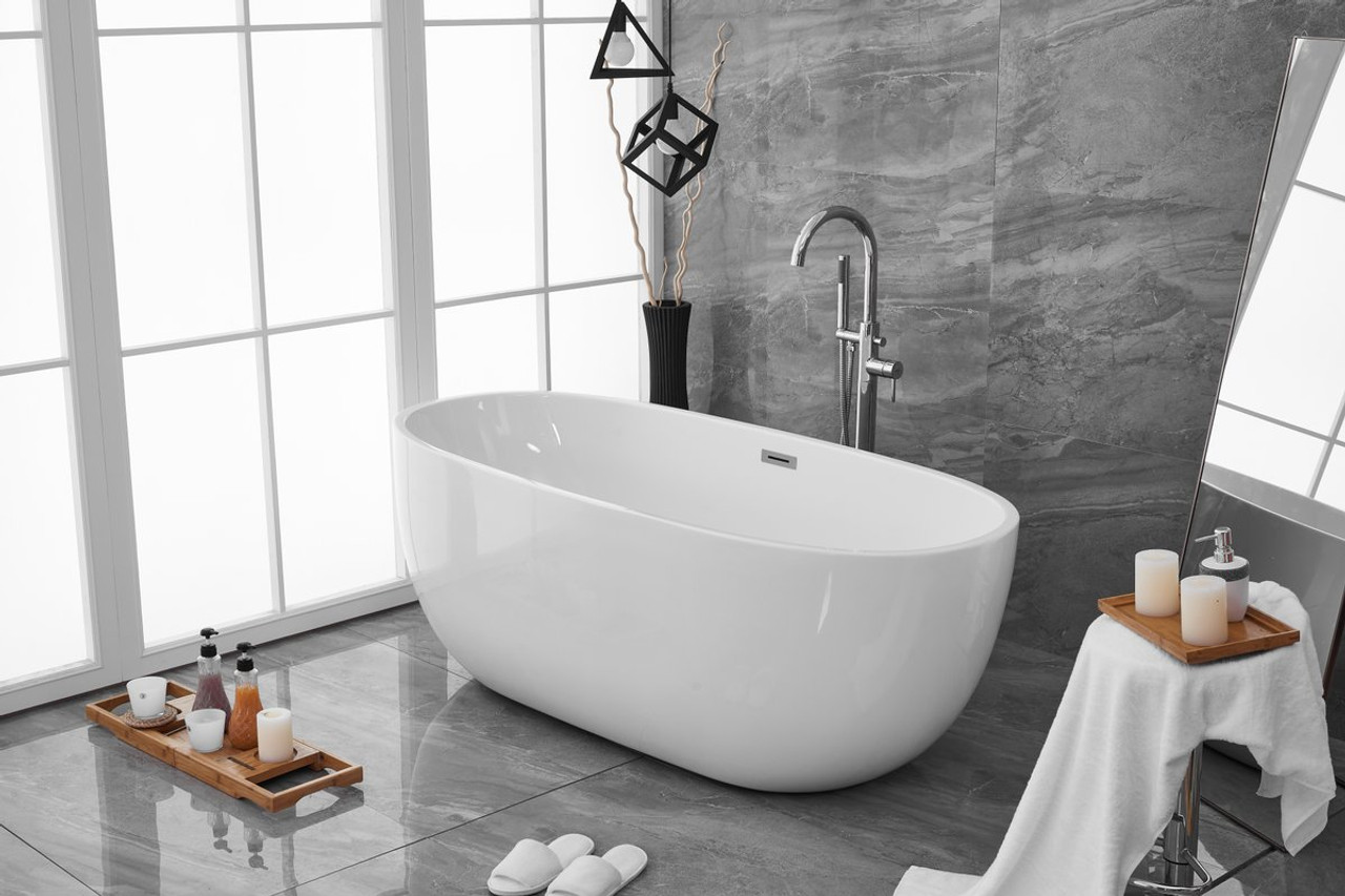 Elegant Decor BT10767GW 67 inch soaking roll top bathtub in glossy white