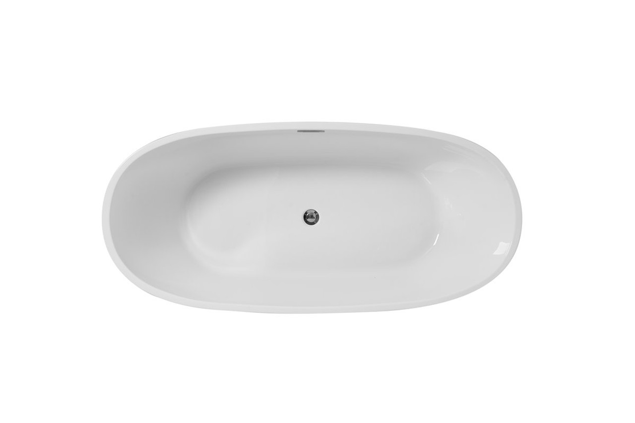 Elegant Decor BT10767GW 67 inch soaking roll top bathtub in glossy white