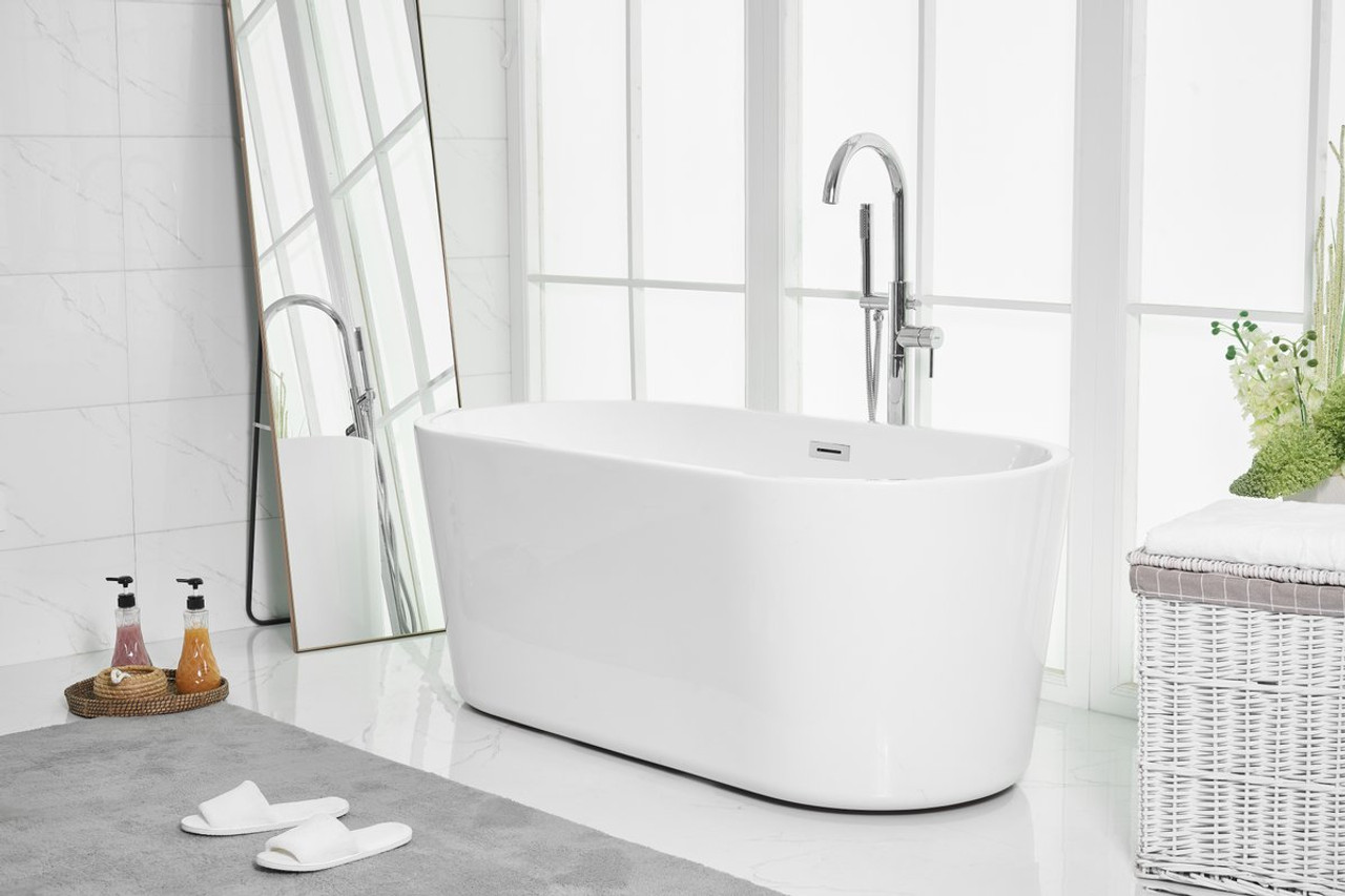 Elegant Decor BT10659GW 59 inch soaking roll top bathtub in glossy white