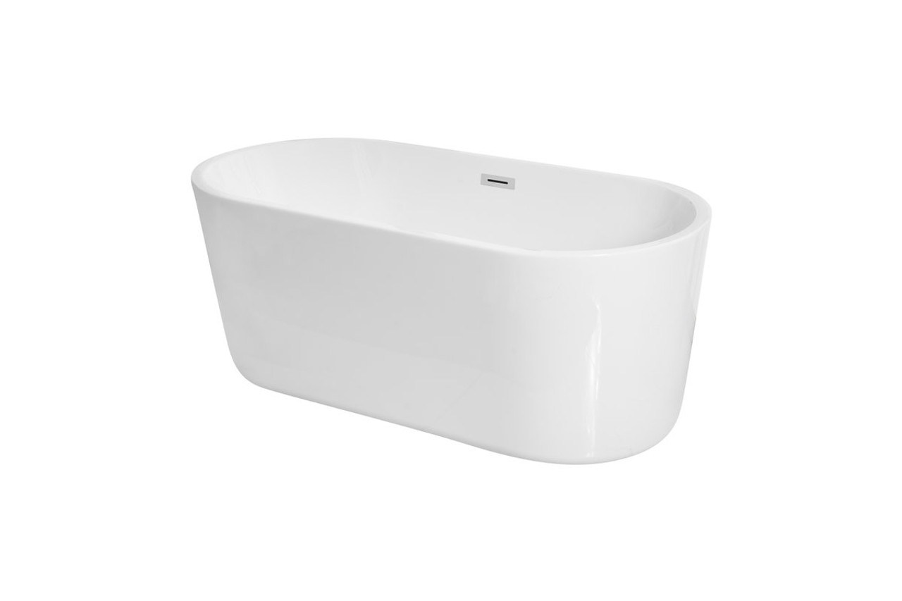 Elegant Decor BT10659GW 59 inch soaking roll top bathtub in glossy white
