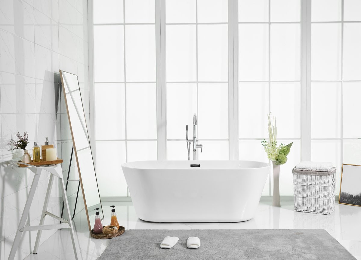Elegant Decor BT10665GW 65 inch soaking roll top bathtub in glossy white