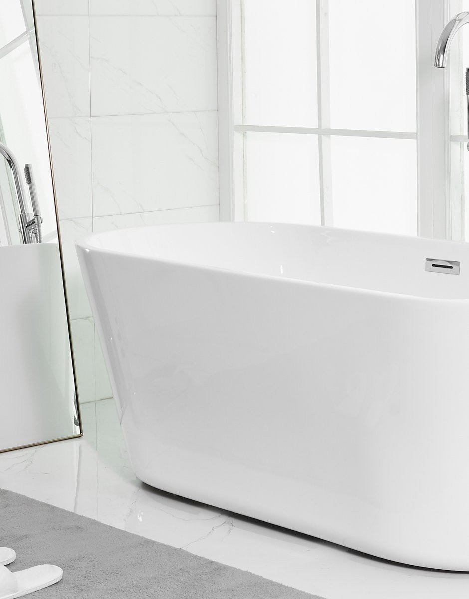 Elegant Decor BT10665GW 65 inch soaking roll top bathtub in glossy white
