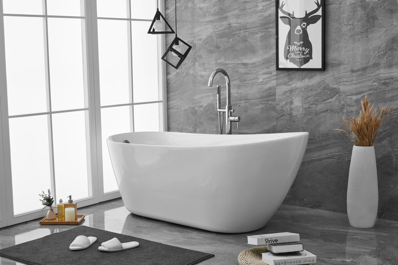 Elegant Decor BT10867GW 67 inch soaking single slipper bathtub in glossy white