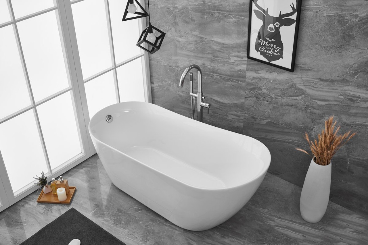 Elegant Decor BT10867GW 67 inch soaking single slipper bathtub in glossy white