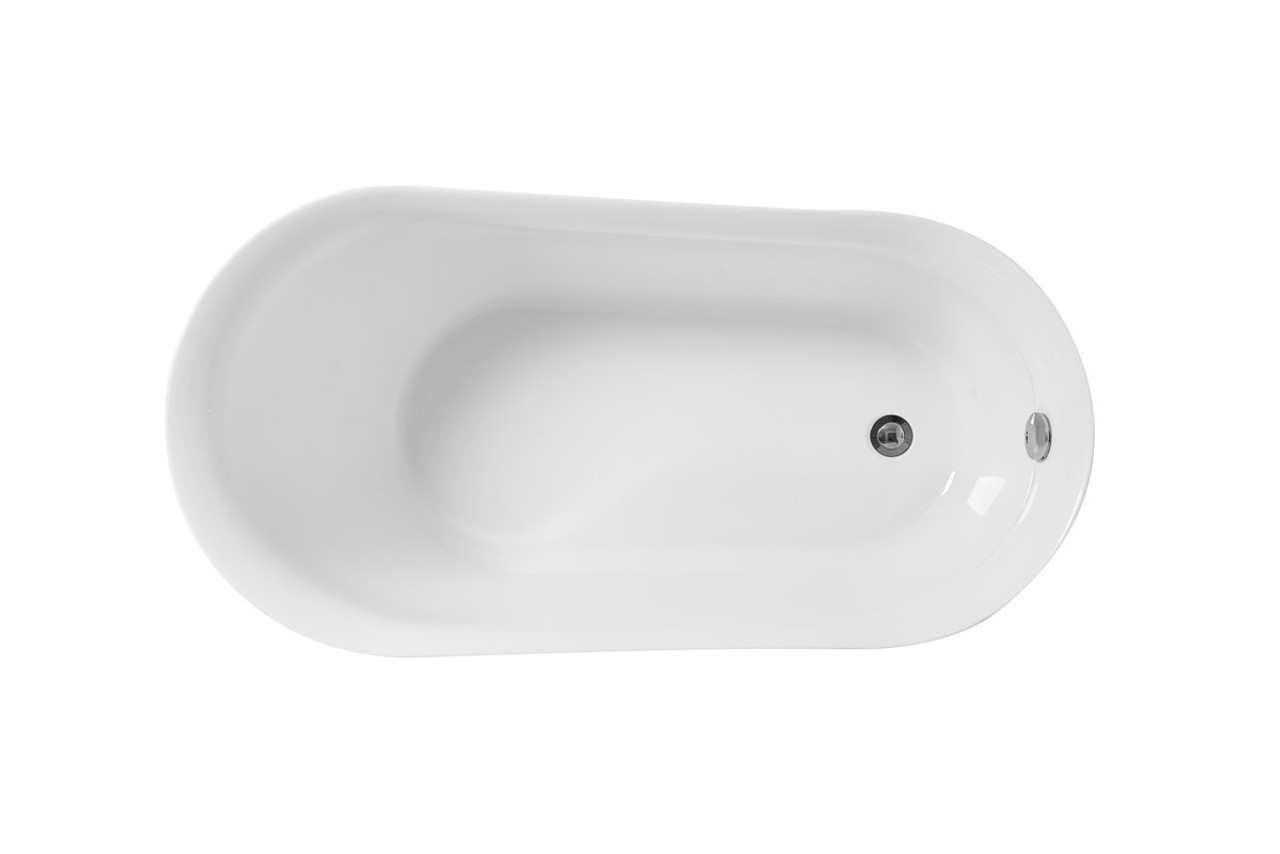 Elegant Decor BT10854GW 54 inch soaking single slipper bathtub in glossy white