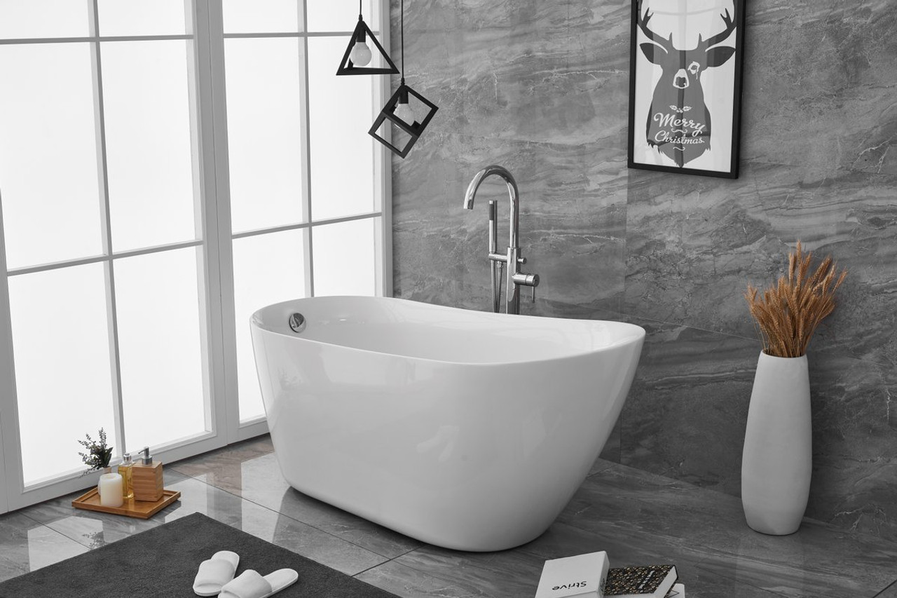 Elegant Decor BT10859GW 59 inch soaking single slipper bathtub in glossy white