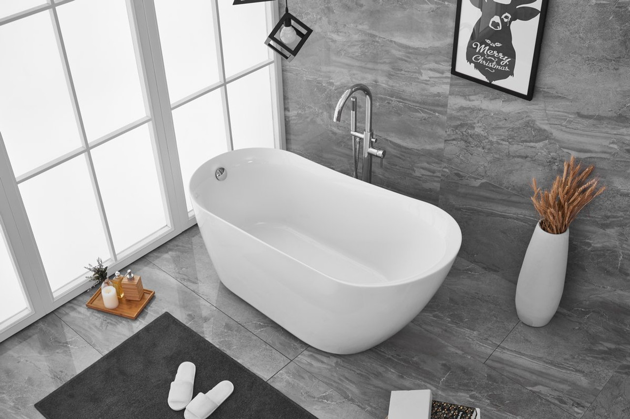 Elegant Decor BT10859GW 59 inch soaking single slipper bathtub in glossy white