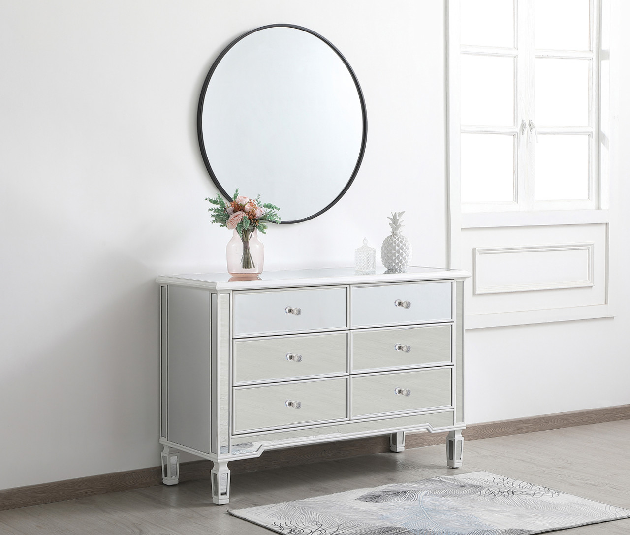 Elegant Decor MF6-1017AW 48 inch mirrored cabinet in antique white