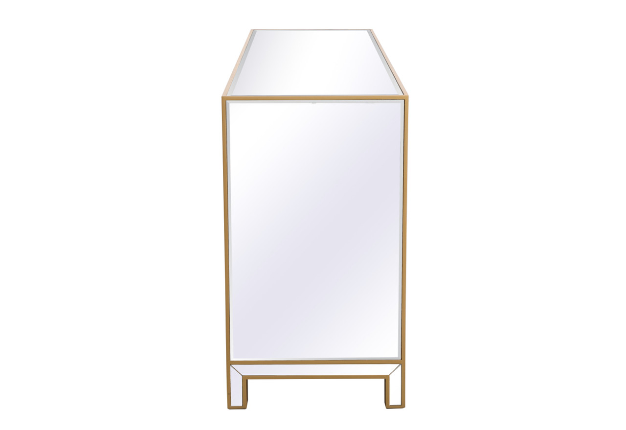 Elegant Décor MF73672G Reflexion 72 in. mirrored six drawer chest in gold