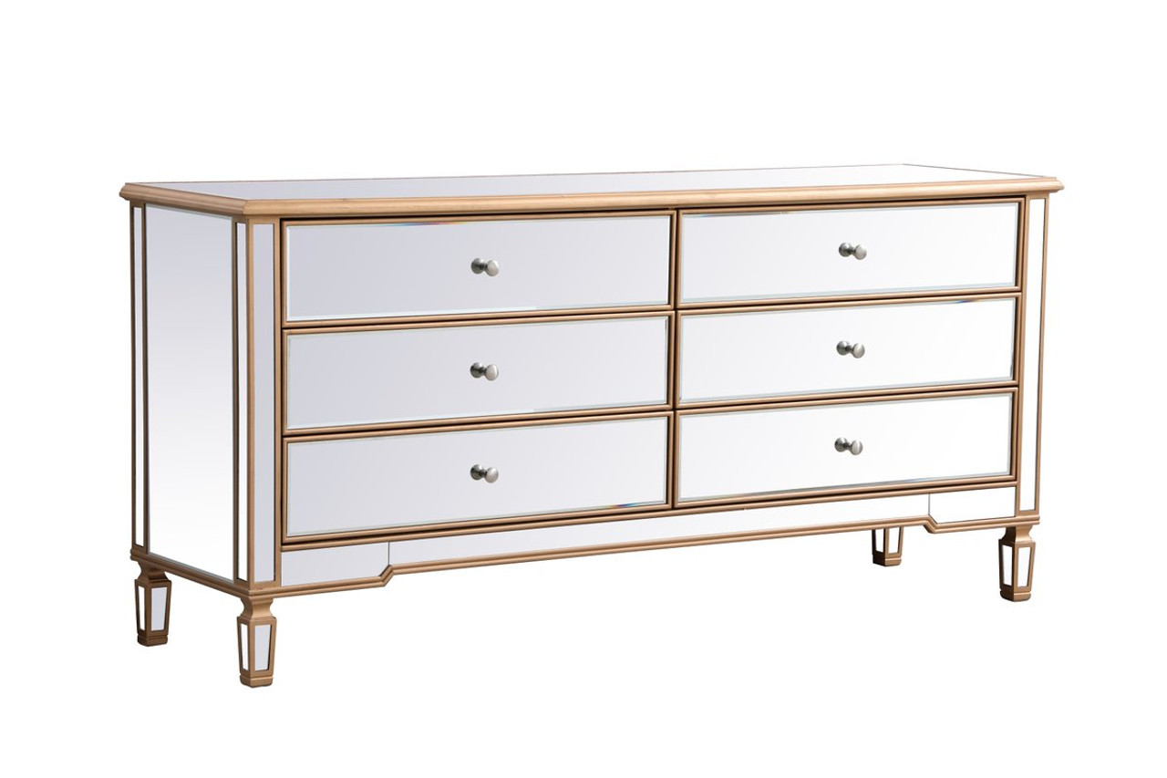 Elegant Décor MF63672G Contempo 72 in. mirrored chest in antique gold Elegant Décor MF63672G Contempo 72 in. mirrored chest in antique gold