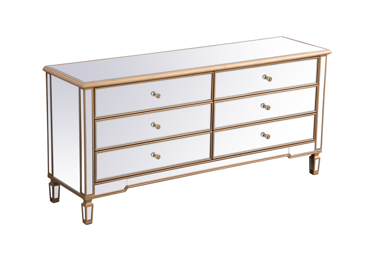 Elegant Décor MF63672G Contempo 72 in. mirrored chest in antique gold