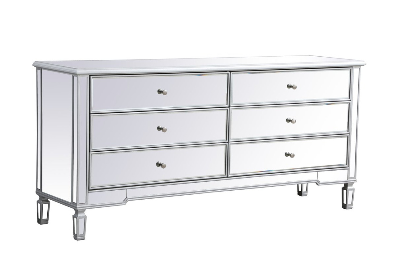 Elegant Décor MF63672S Contempo 72 in. mirrored chest in antiqueSilver