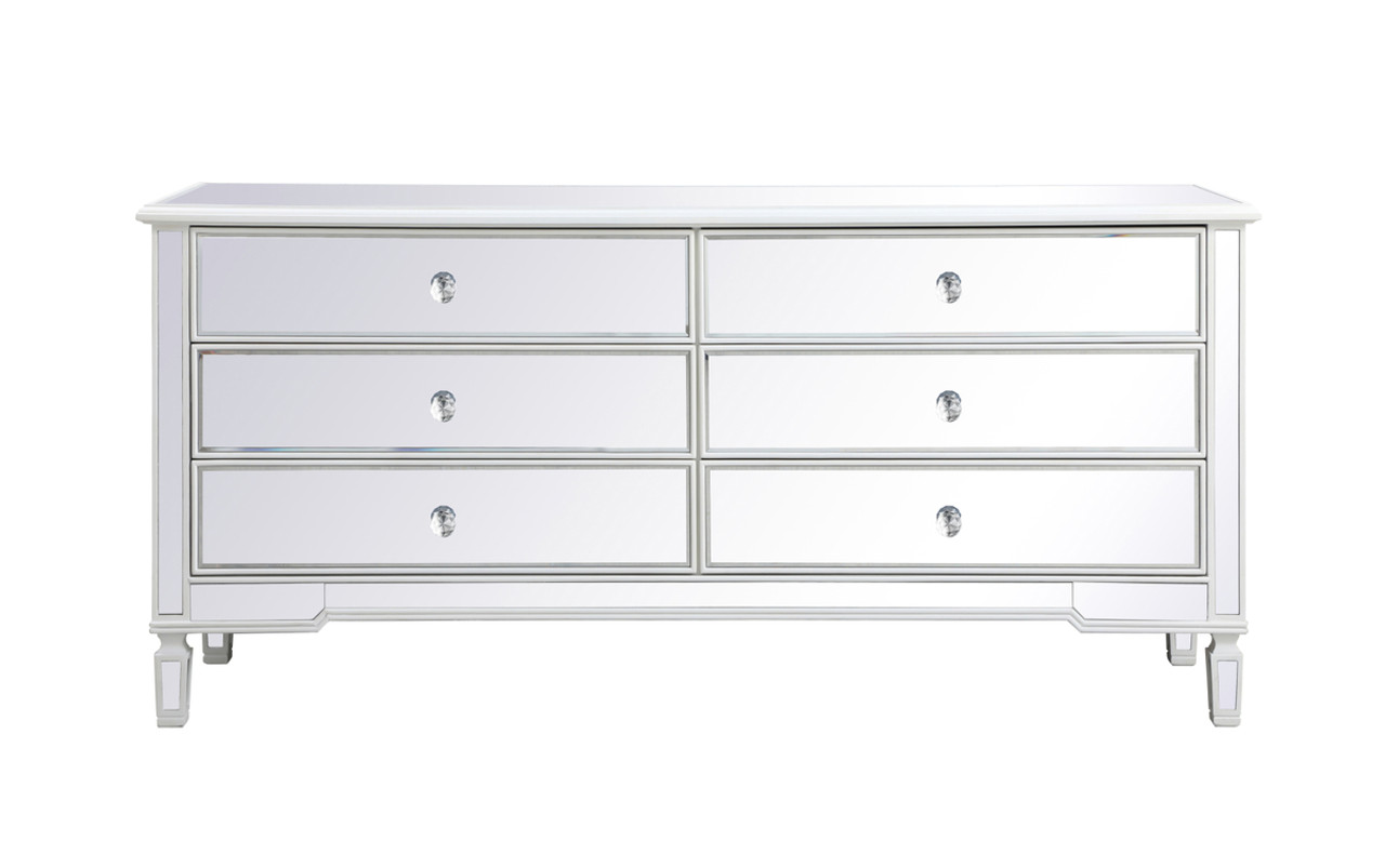 Elegant Décor MF63672AW Contempo 72 in. mirrored chest in antique white