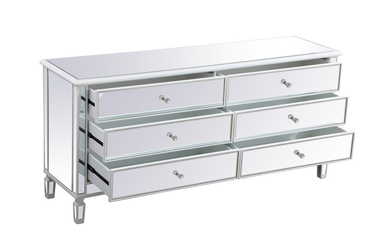 Elegant Décor MF63672AW Contempo 72 in. mirrored chest in antique white