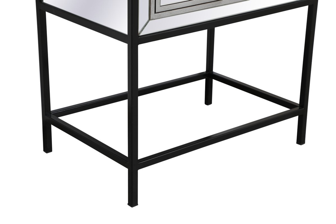 Elegant Decor MF73015BK 21 inch mirrored one drawer end table in black Elegant Decor MF73015BK 21 inch mirrored one drawer end table in black