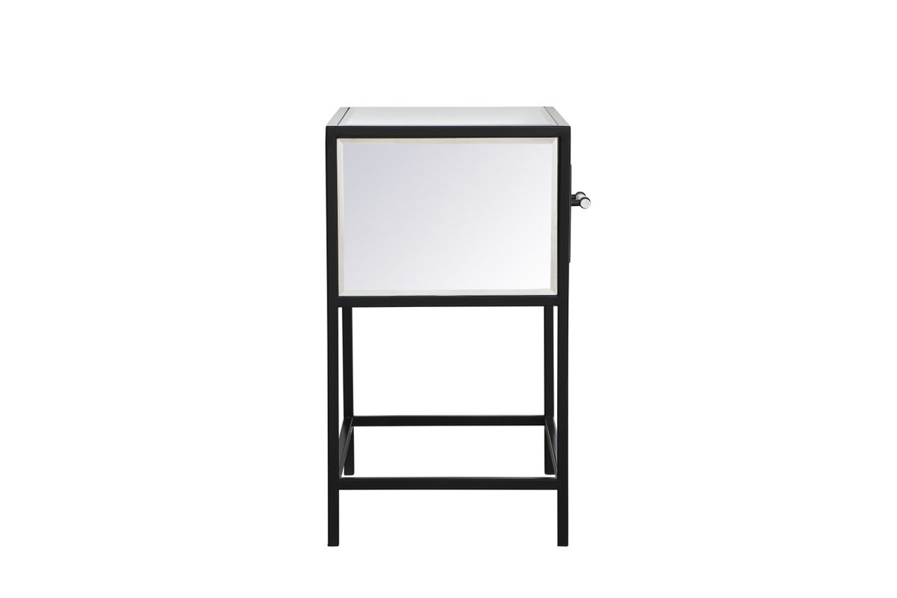 Elegant Decor MF73015BK 21 inch mirrored one drawer end table in black