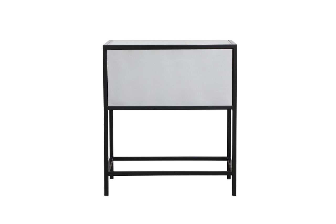 Elegant Decor MF73015BK 21 inch mirrored one drawer end table in black Elegant Decor MF73015BK 21 inch mirrored one drawer end table in black