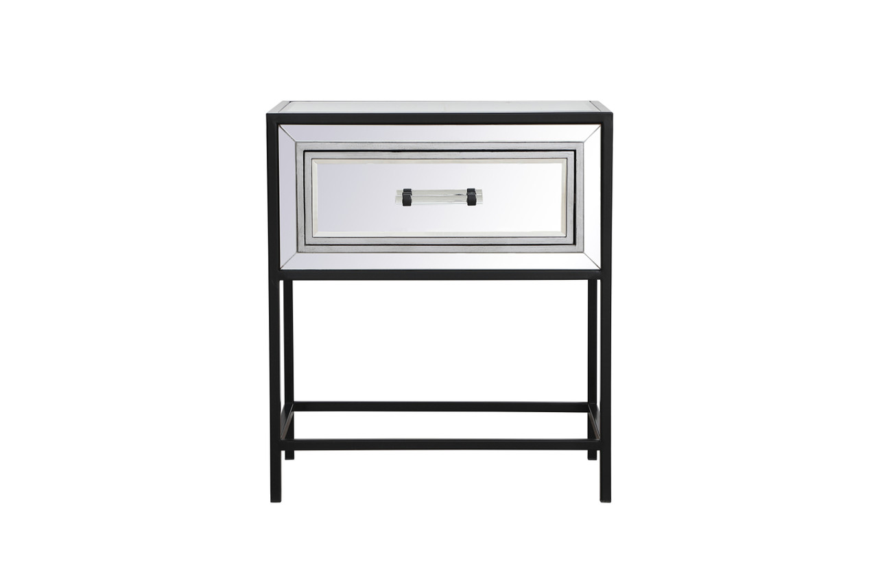 Elegant Decor MF73015BK 21 inch mirrored one drawer end table in black