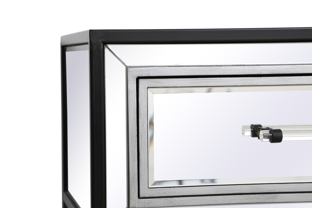 Elegant Decor MF73015BK 21 inch mirrored one drawer end table in black Elegant Decor MF73015BK 21 inch mirrored one drawer end table in black