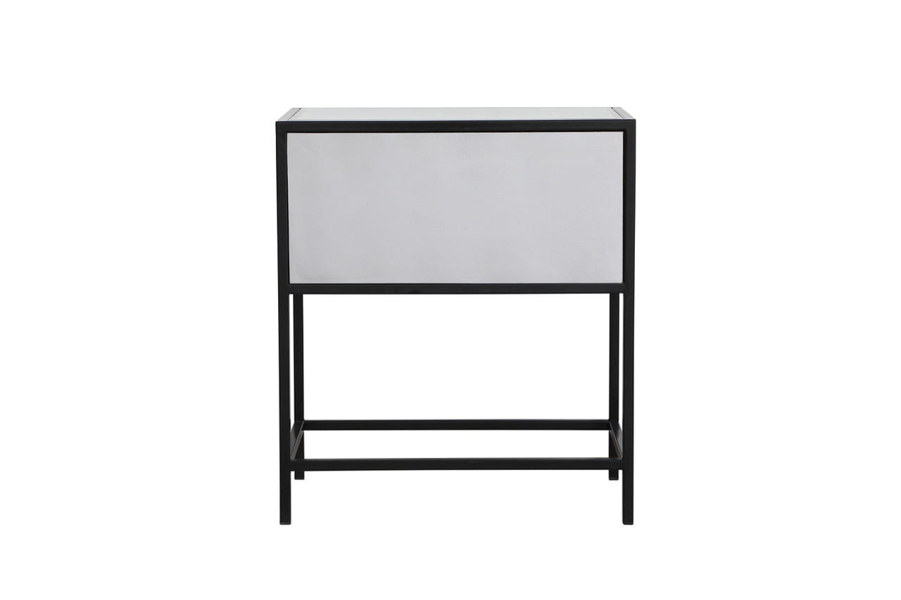 Elegant Decor MF73015BK 21 inch mirrored one drawer end table in black