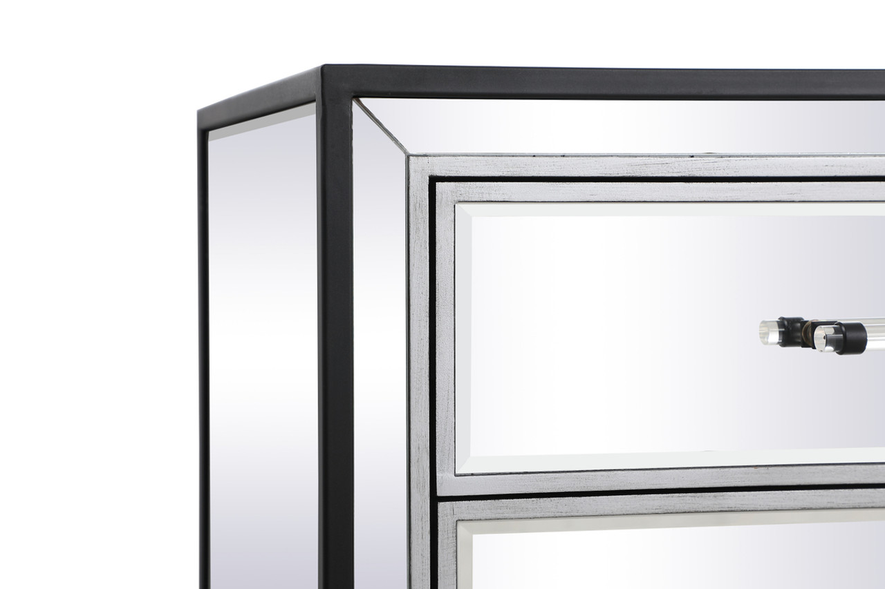 Elegant Decor MF73017BK 48 inch mirrored 6 drawers chest in black