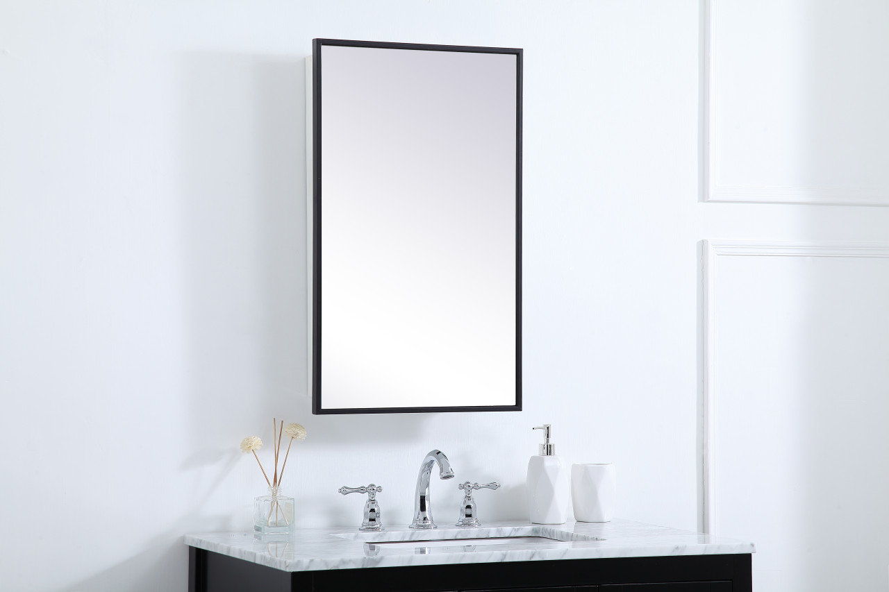 Elegant Decor Metal Mirror Medicine Cabinet 17 Inch X 28 Inch In Black - Thumbnail 2