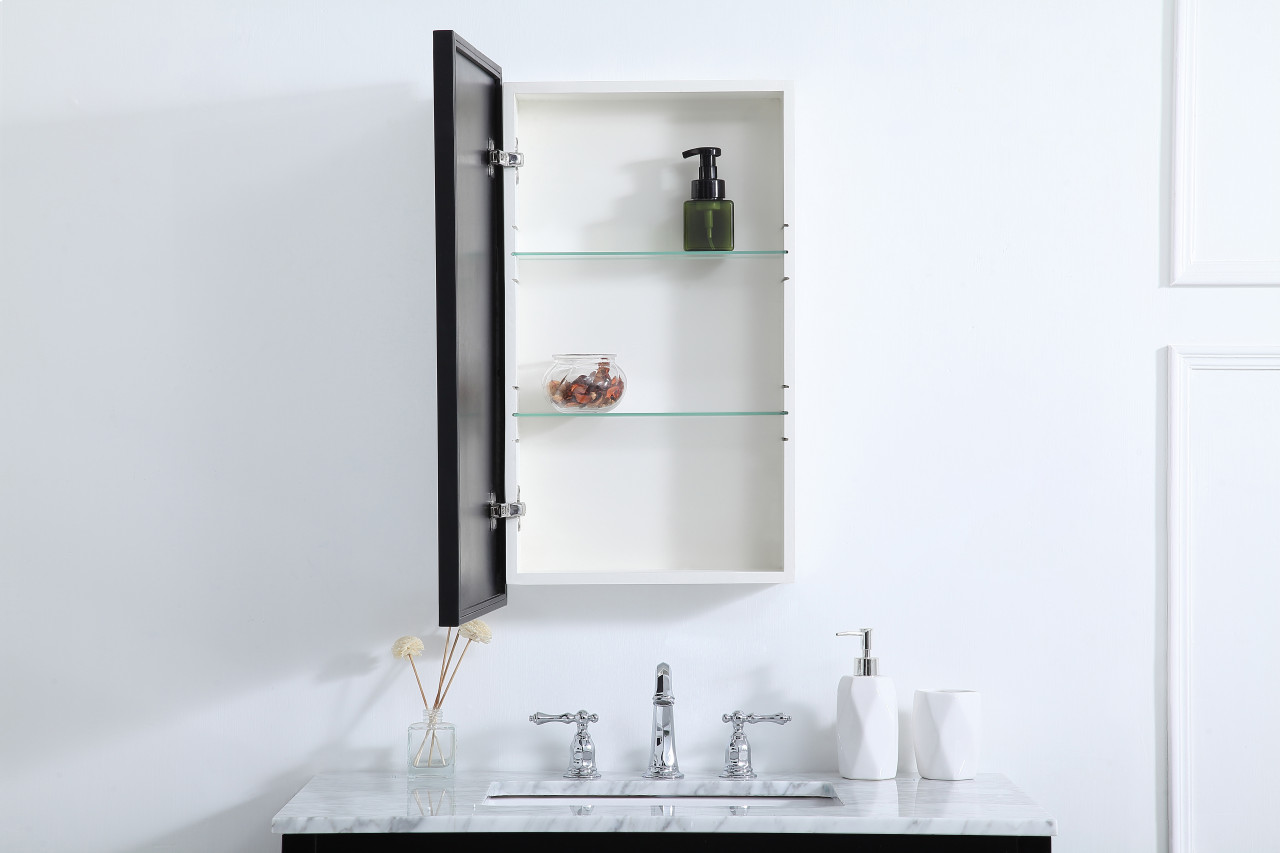 Elegant Decor MR571728BLK Metal mirror medicine cabinet 17 inch x 28 inch in Black