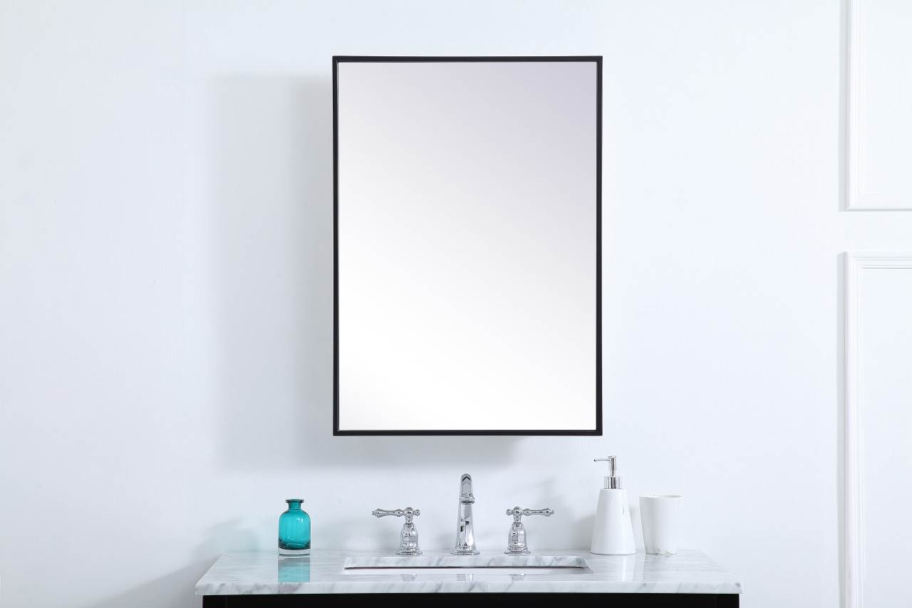 Elegant Decor MR572028BLK Metal mirror medicine cabinet 20 inch x 28 inch in Black