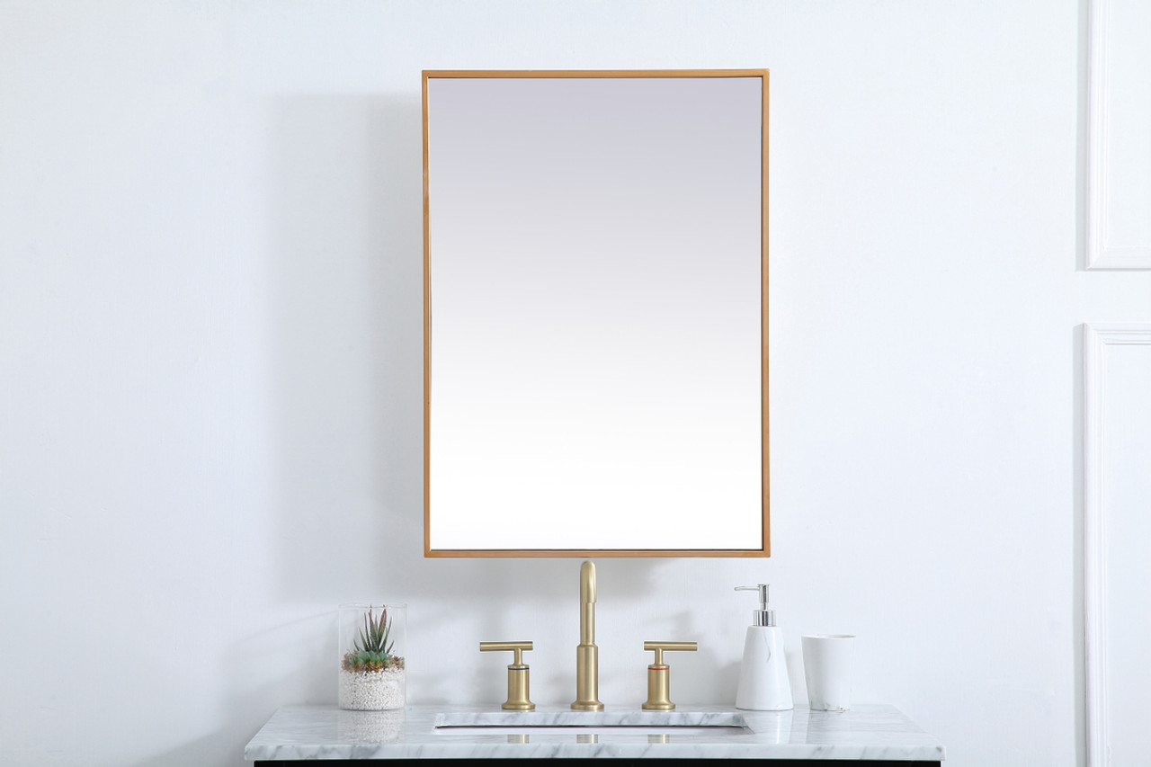 Elegant Decor MR572028BRS Metal mirror medicine cabinet 20 inch x 28 inch in Brass