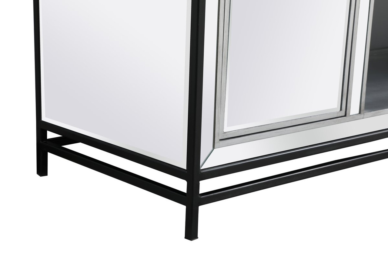 Elegant Décor MF701BK-F2 James 60 in. mirrored tv stand with crystal fireplace in black