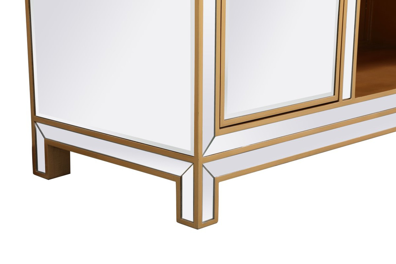 Elegant Decor MF701G Reflexion 60 in. mirrored tv stand in gold
