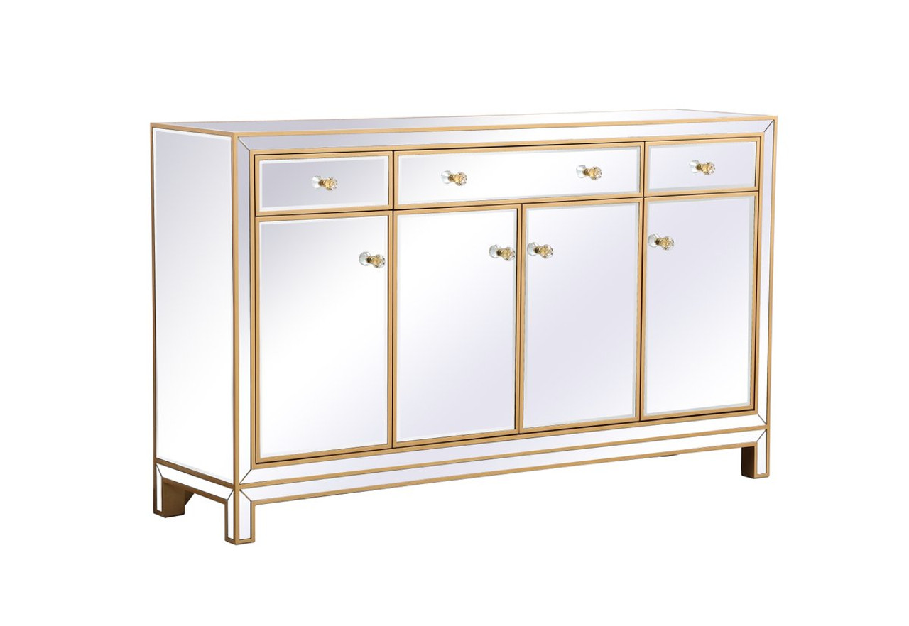 Elegant Décor MF72060G Reflexion 60 in. mirrored credenza in gold