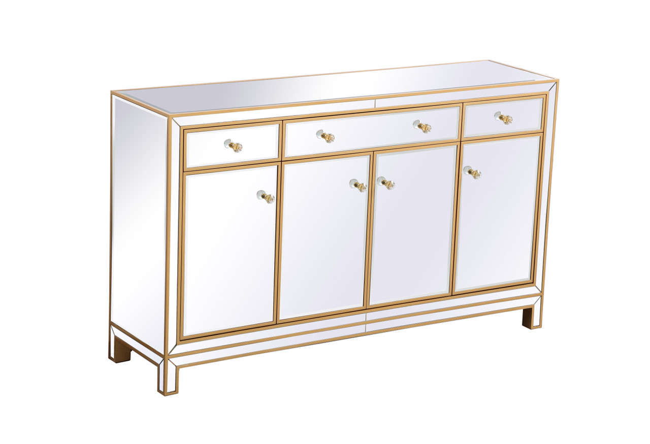 Elegant Décor MF72060G Reflexion 60 in. mirrored credenza in gold