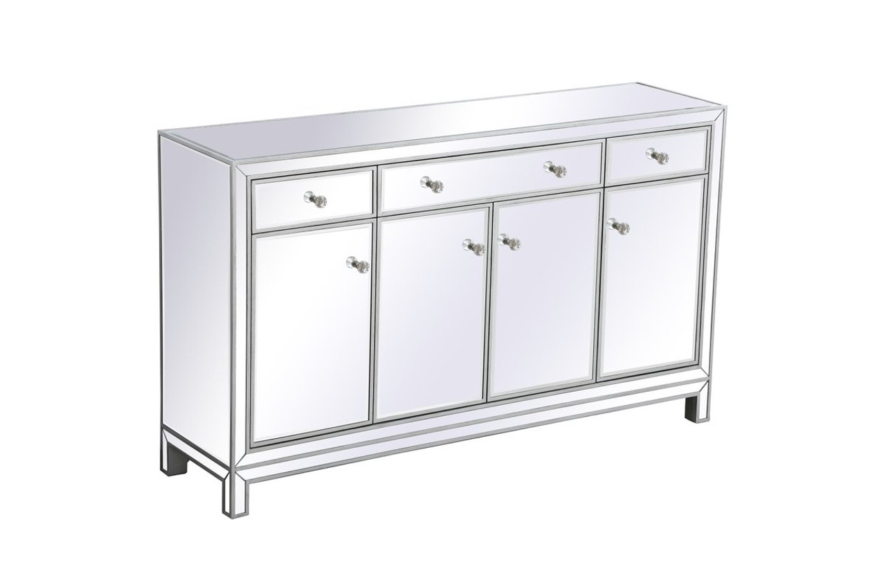 Elegant Décor MF72060S Reflexion 60 in. mirrored credenza in antiqueSilver