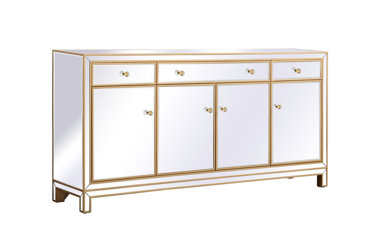 Elegant Decor MF72072G Reflexion 72 in. mirrored credenza in gold