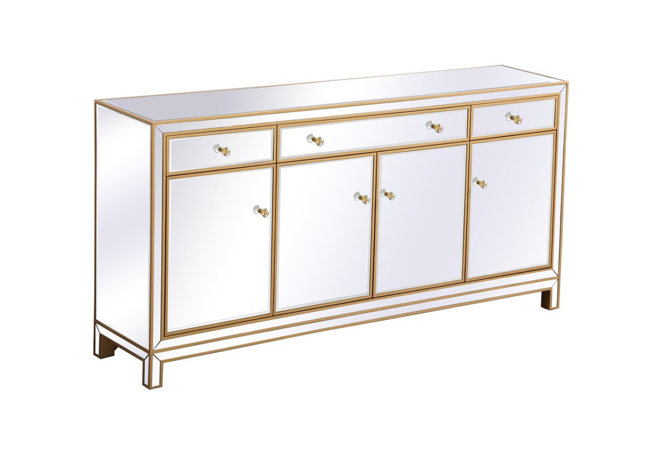 Elegant Decor MF72072G Reflexion 72 in. mirrored credenza in gold